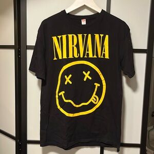 Nirvana Big Smiley Black Unisex Size Large T shirt Euro Cotton Brand